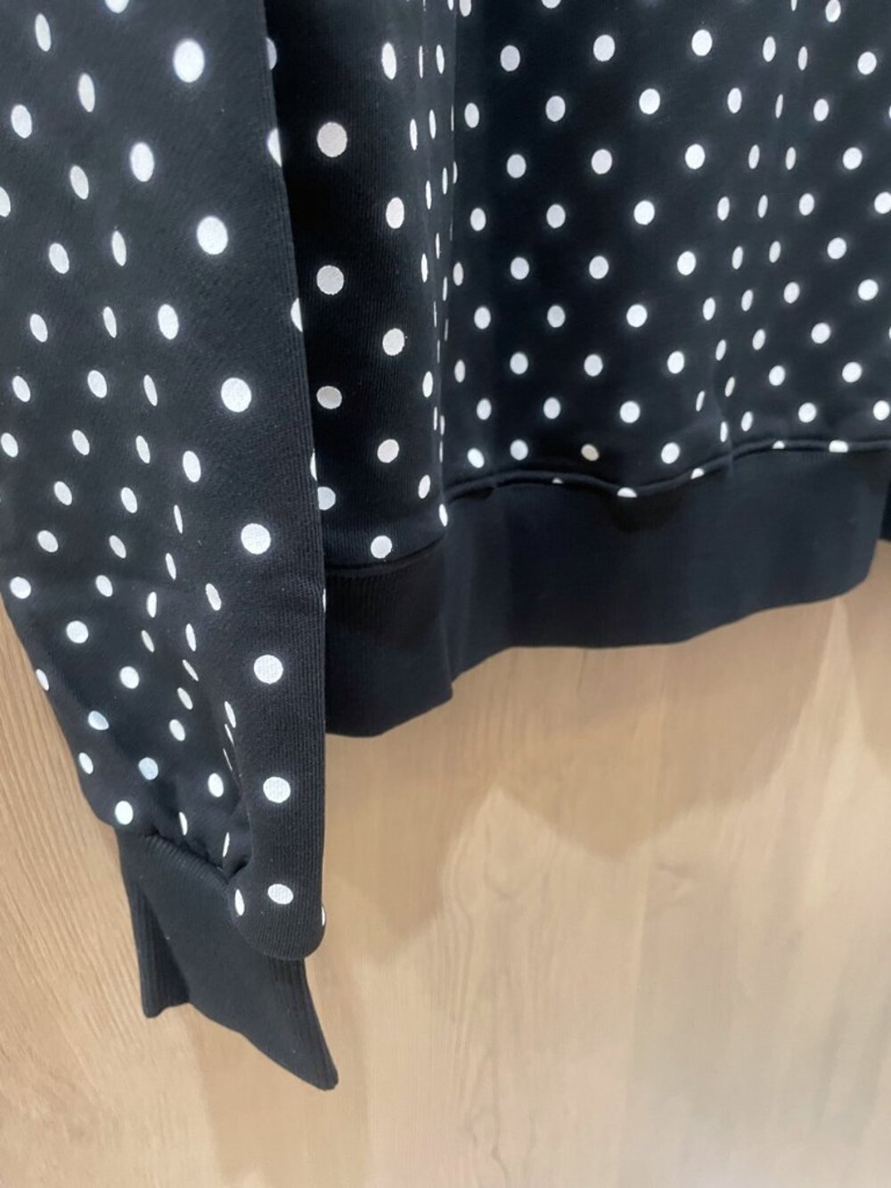PARKE Varsity Letter Polka Dot Mock Neck Pullover Sweatshirt - Picture 6 of 8